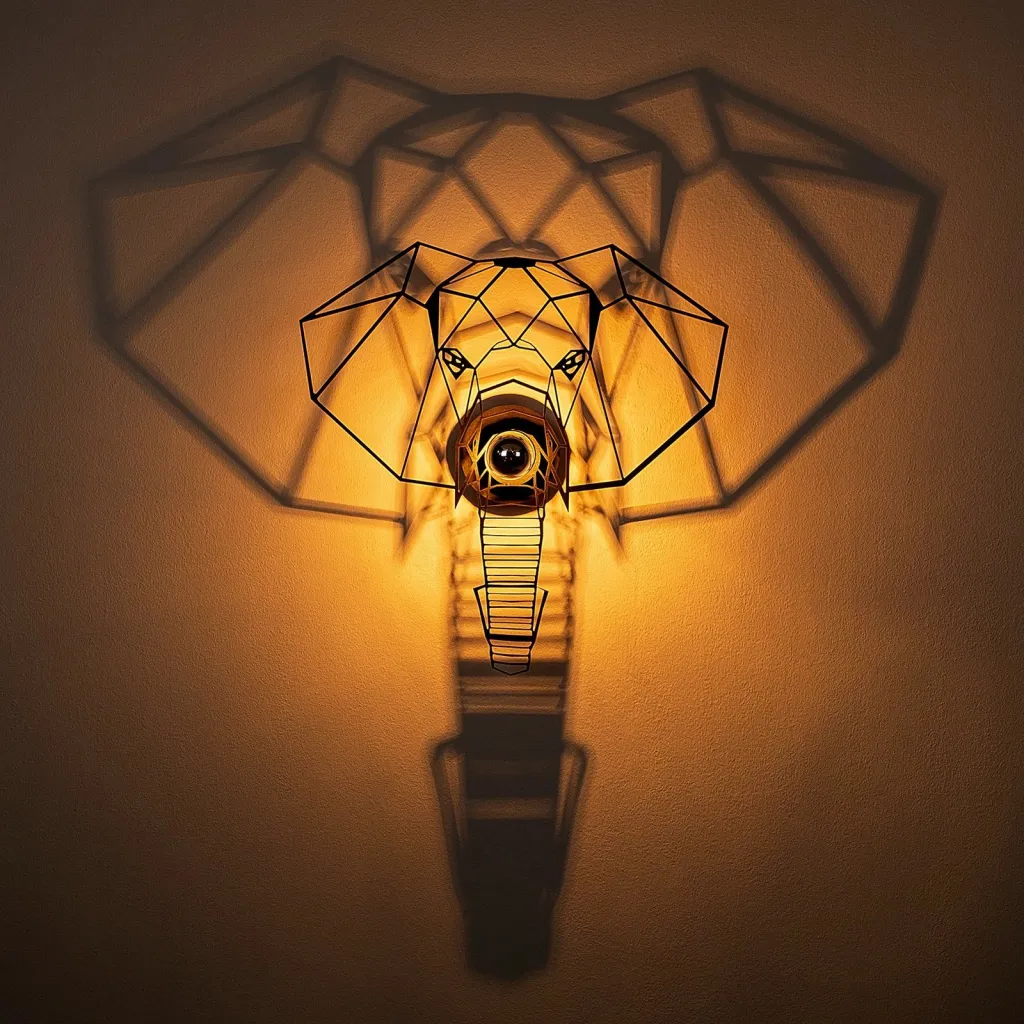 Llambë muri Opviq, ngjyrë e zezë, model elefant, W-034 - 5