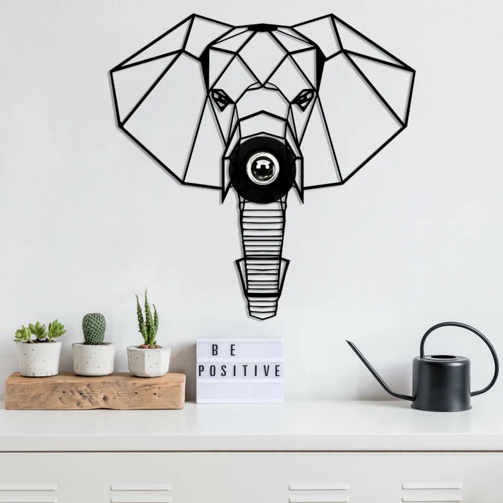 Llambë muri Opviq, ngjyrë e zezë, model elefant, W-034 - 7