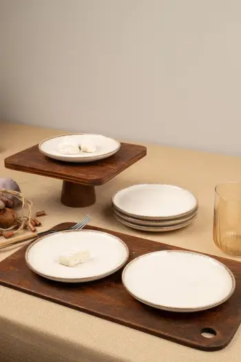 Set pjatash për ëmbëlsira, krem, Hermia, MOD15DUS6730P02, 6 copë