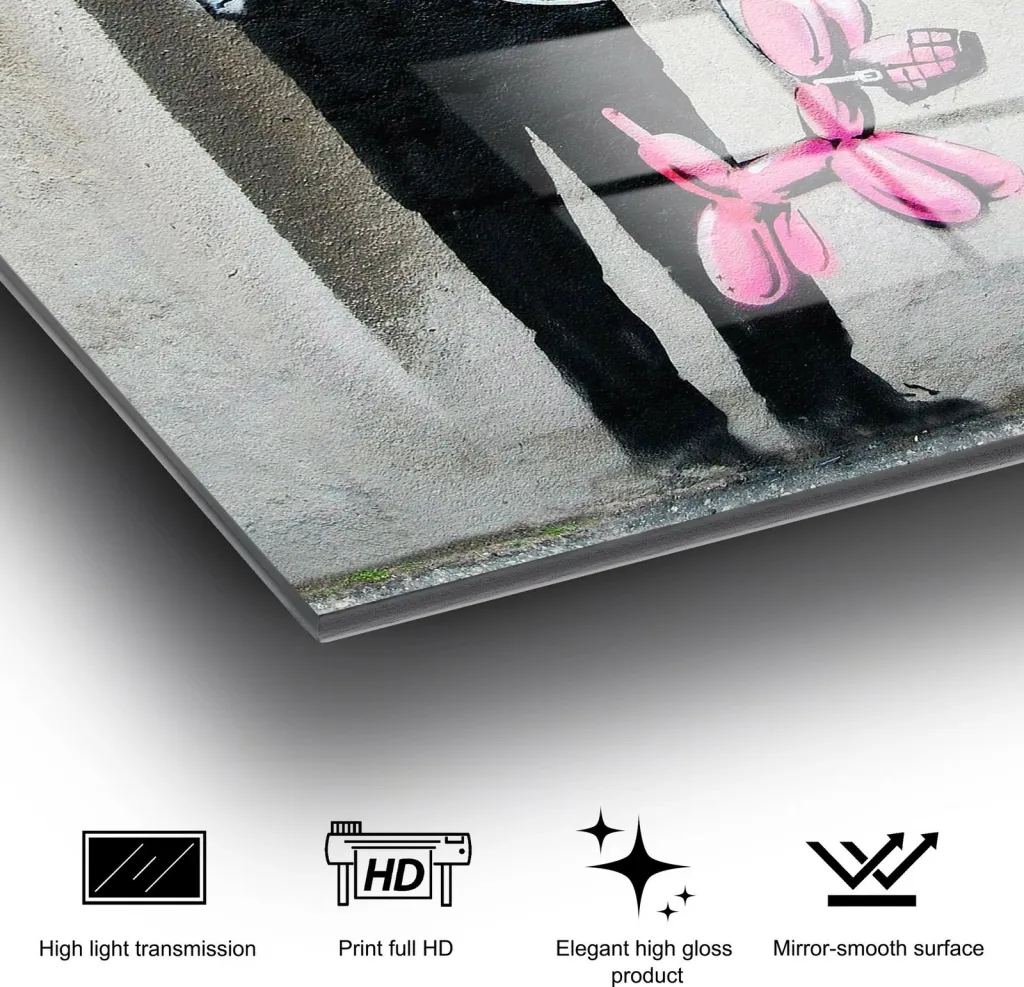 Pikturë dekorative xhami e temperuar, Banksy, UV-506, 45x65cm - 11
