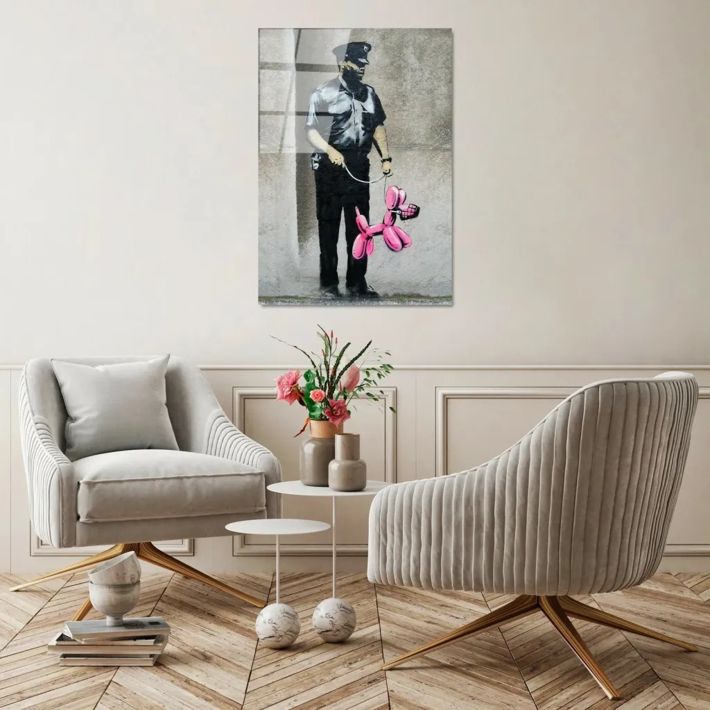 Pikturë dekorative xhami e temperuar, Banksy, UV-506, 45x65cm - 4