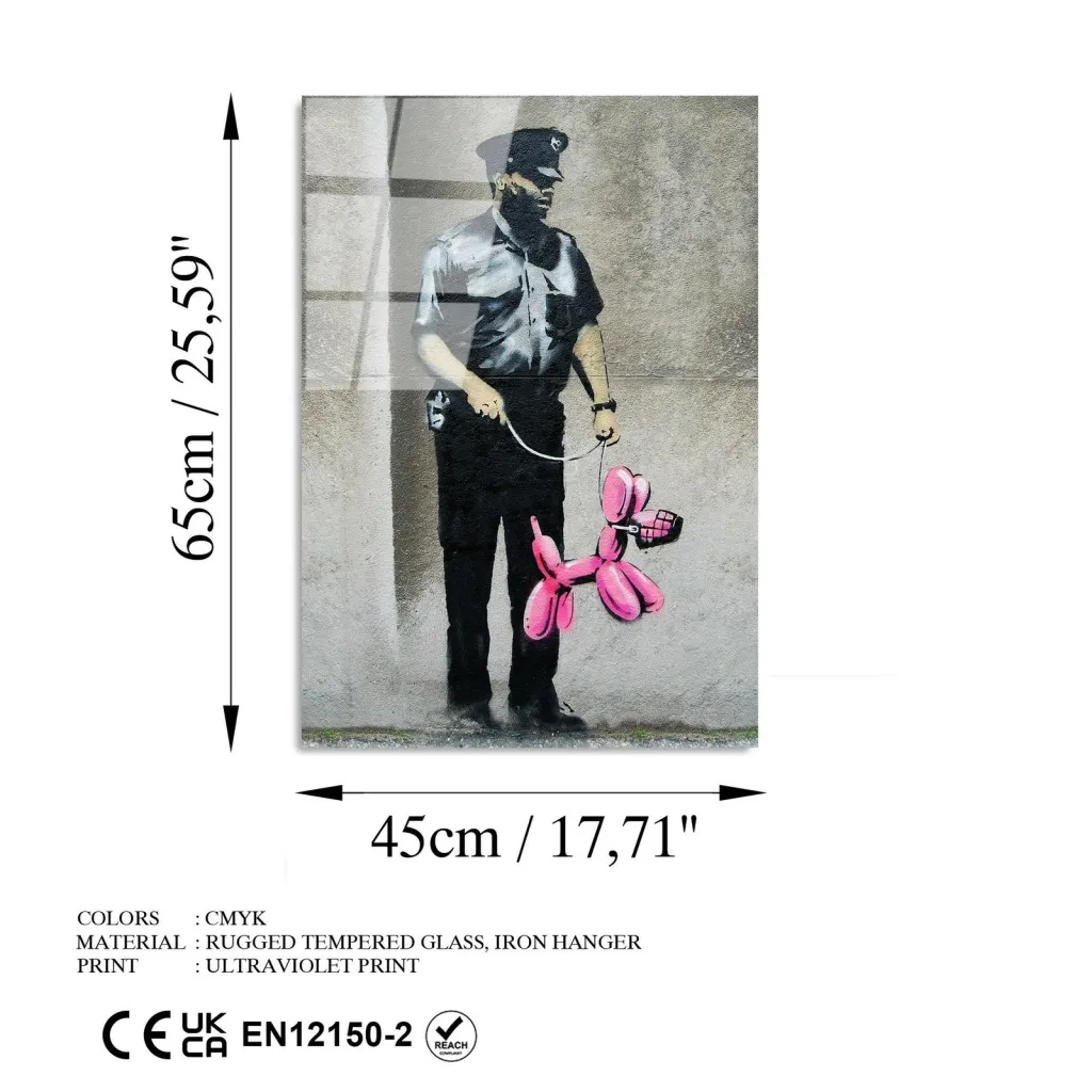 Pikturë dekorative xhami e temperuar, Banksy, UV-506, 45x65cm - 8