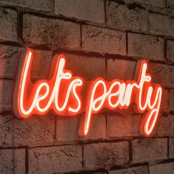 Dekor dritash LED plastik, 'lets party', ngjyrë e kuqe