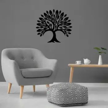 Aksesor dekorativ metalik për mur, Monumental Tree 5, ngjyrë e zezë, 70x57cm