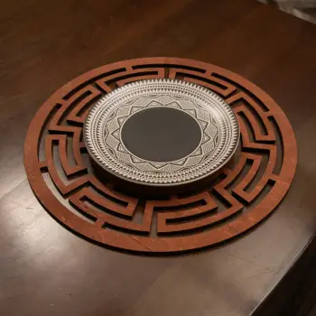 Set nënshtrues tavoline prej druri, 4 copë, Hermia, Labirint, ngjyrë trëndafili