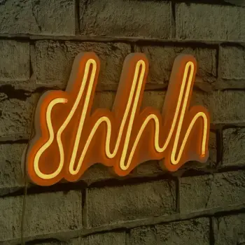 Dritë dekorative plastike LED për mur, 'Shhh', e verdhë