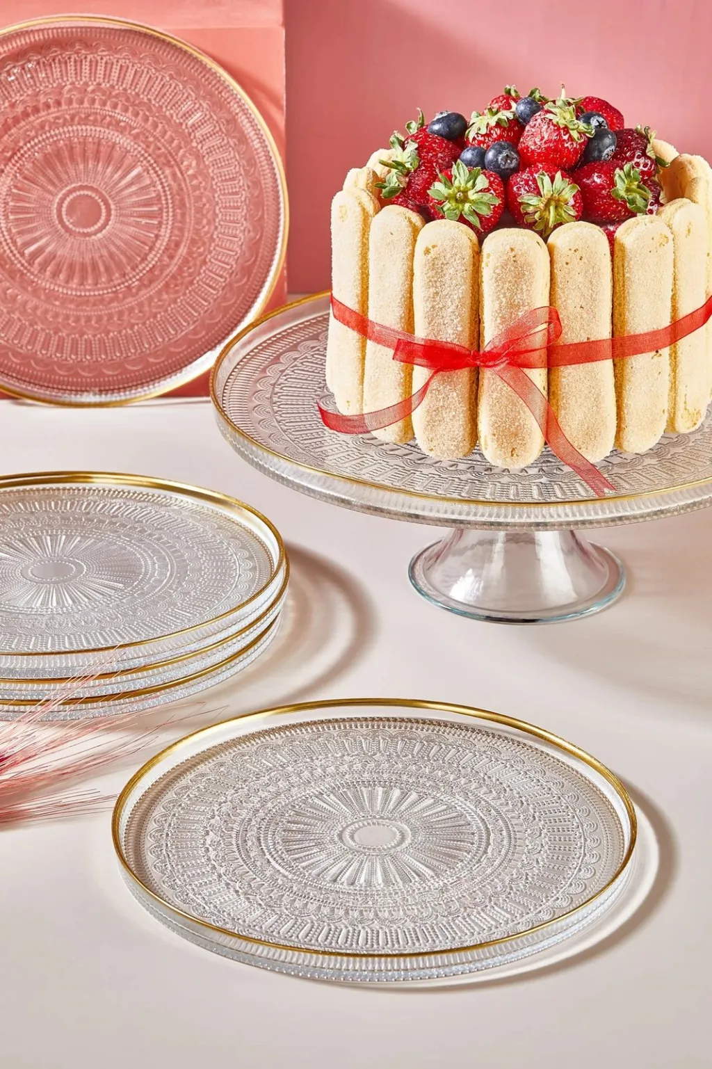 Set pjatash ëmbëlsirash (7 copë), Hermia Serenity, transparent - 2