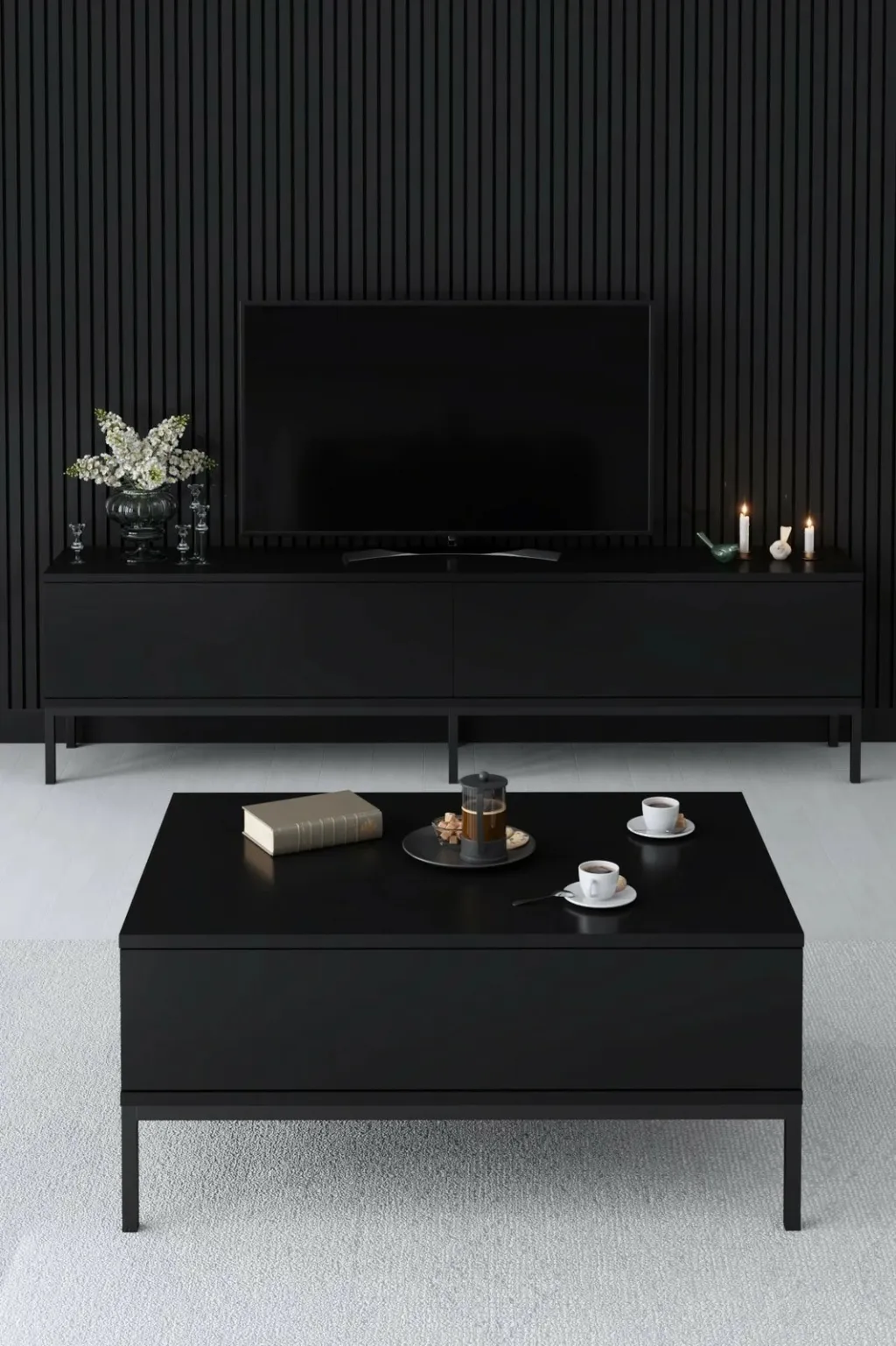 Komodë për TV Hanah Home, ngjyrë e zezë, Lord - 4