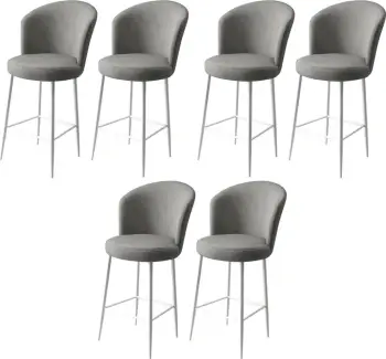 Set karrigesh për bar (6 copë), Hanah Home, Fora, gri dhe e bardhë