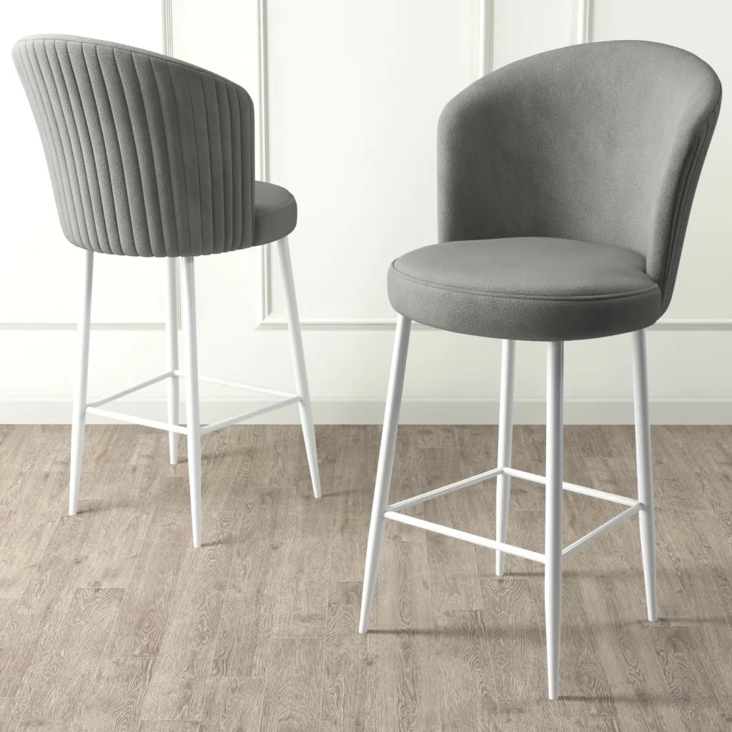 Set karrigesh për bar (4 copë), Hanah Home, Fora, gri dhe e bardhë - 2