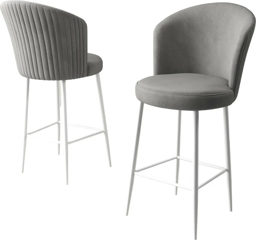 Set karrigesh për bar (4 copë), Hanah Home, Fora, gri dhe e bardhë - 3