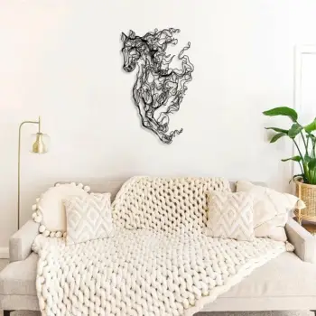 Aksesor dekorativ muri prej metali, Wallity, art me vijë kalë, APT724 v2