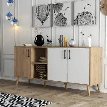 Konsol Exxen, ngjyrë lis dhe e bardhë, Hanah Home, 180x80x45 cm