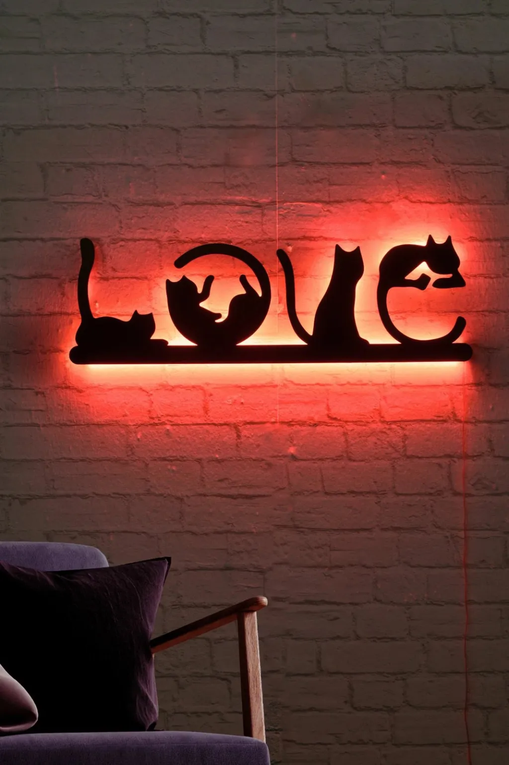 Dritë dekorative LED, motiv 'LOVE' me mace, e kuqe - 3