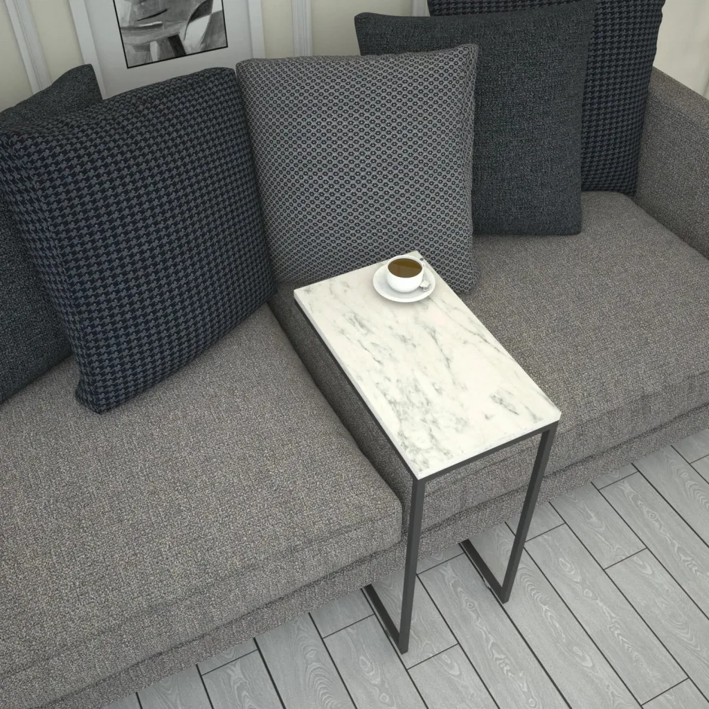 Tavolinë anësore Hanah Home Callen, mermer i bardhë - 2