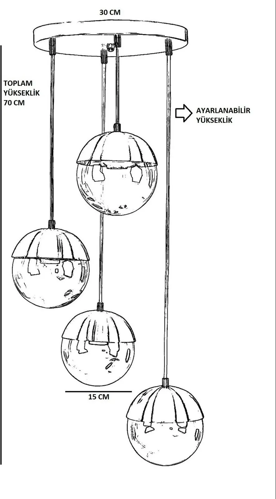 Llambë tavani Opviq, 4 sfera, metalik, ngjyrë ari dhe e bardhë - 4