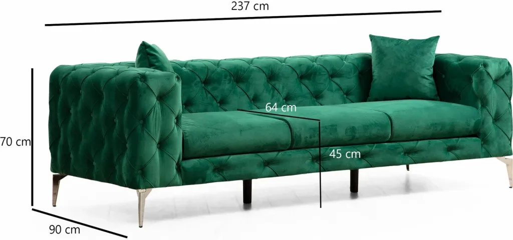 Divan treshe Atelier del Sofa, Como, ngjyrë e gjelbër - 9