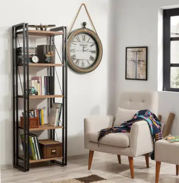 Raft librash Hanah Home, Cosmo Penta, ngjyrë pishë Atlantike dhe e zezë