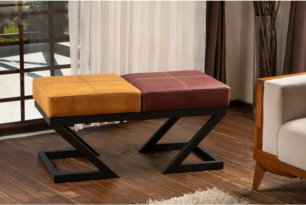 Puf Atelier del Sofa, ngjyrë mustard dhe e kuqe e errët (brda) - 1