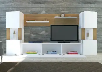 Komodë TV Hanah Home, Lore, e bardhë dhe teak