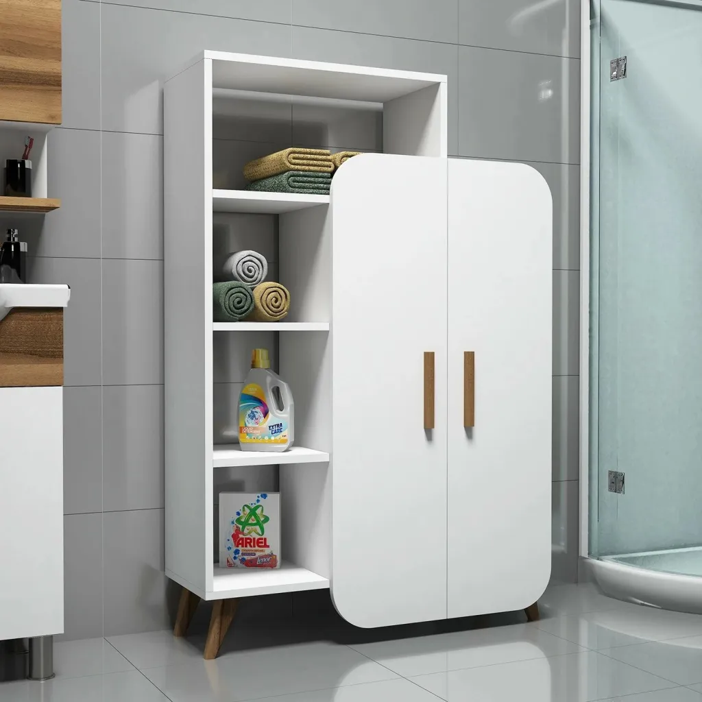 Raft librash Hanah Home, formë moderne, ngjyrë e bardhë - 1