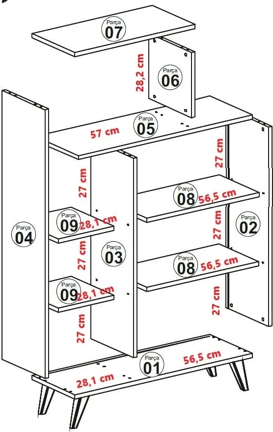 Raft librash Hanah Home, formë moderne, ngjyrë e bardhë - 7