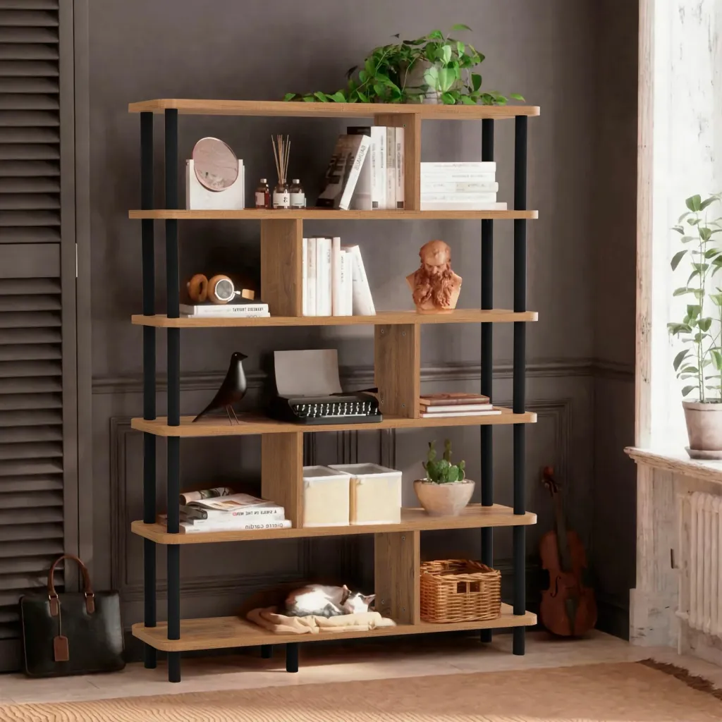 Raft librash Hanah Home, ngjyrë e zezë dhe pishë Atlantike - 1