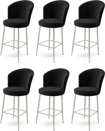Set karrigesh për bar (6 copë), Hanah Home, Fora, e zezë, krom