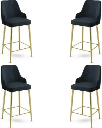 Set karrigesh për bar (4 copë), Hanah Home, Enox, antracit, ari