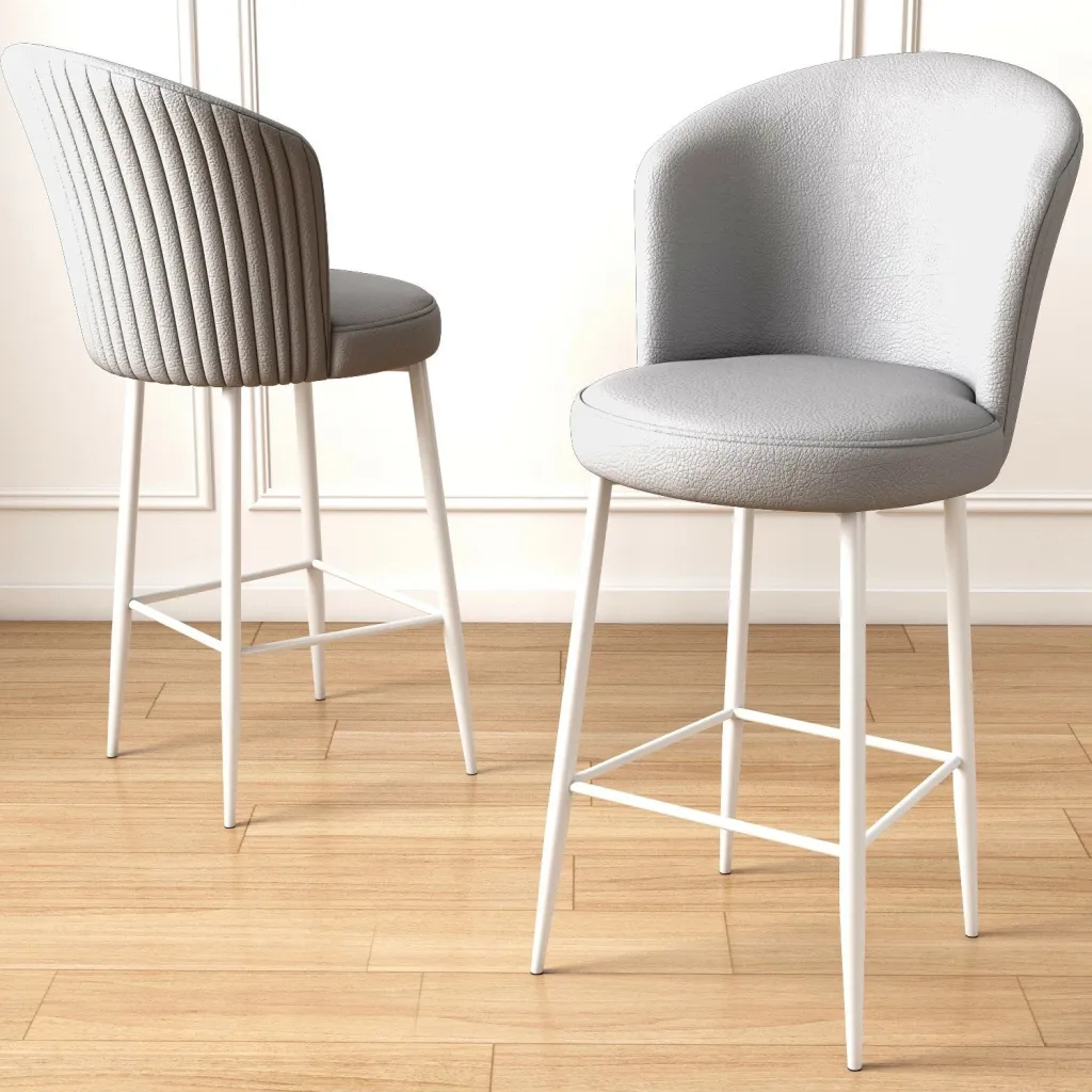 Set karrigesh për bar, dy copë, Hanah Home Uras, gri dhe bardhë - 2