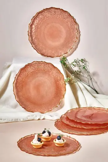 Set pjatash për ëmbëlsira, 6 copë, Hermia, ngjyrë trëndafili, Goblen