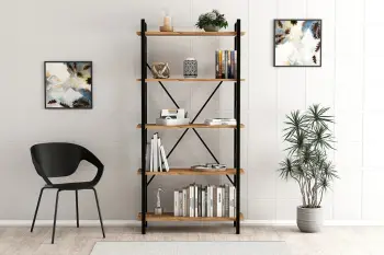 Raft librash Hanah Home, Nero Elit, ngjyrë pishe Atlantike dhe e zezë