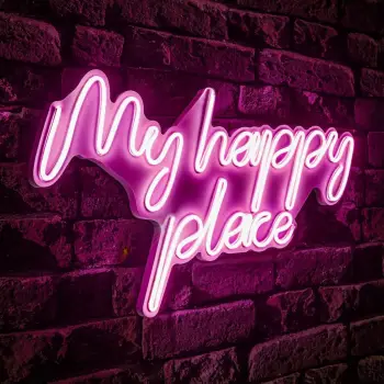 Dritë dekorative LED në mur, 'My happy place', plastikë, ngjyrë rozë