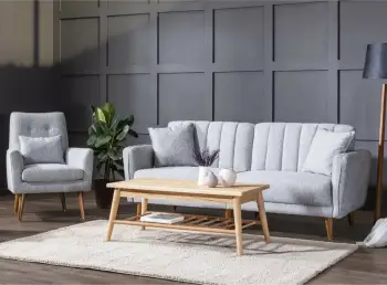 Set divan-krevat me karrige krahu, ngjyrë gri, Atelier del Sofa, Aqua-TKM03-1008
