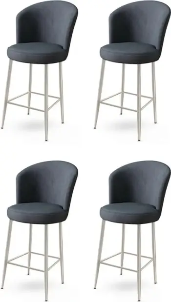 Set karrigesh për bar (4 copë), Hanah Home Fora, antracit, krom