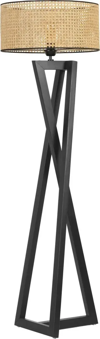 Lambader me trup druri, abazhur ratan, ngjyrë e zezë, 150cm