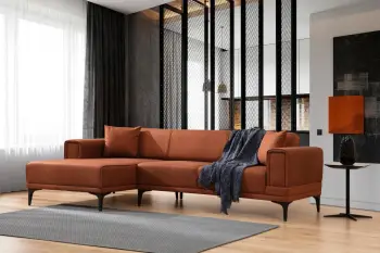 Kënd-sofë krevati Atelier del Sofa, Horizon majtas, ngjyrë e kuqe tullë