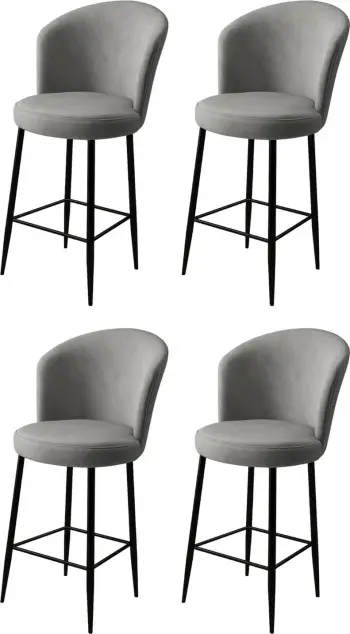 Set karrigesh për bar (4 copë), Hanah Home, Alte, gri, e zezë
