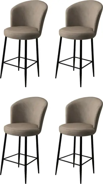 Set karrigesh për bar (4 copë), Hanah Home, Fora, kapuçino, e zezë