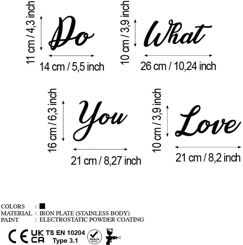 Aksesor dekorativ metalik për mur, Wallity, Do Love Love Do - 7