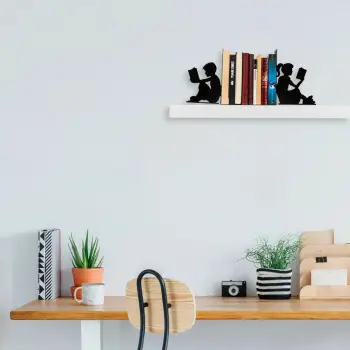 Mbajtës librash metalik Aberto Design, i zi, 40.5x14x22cm
