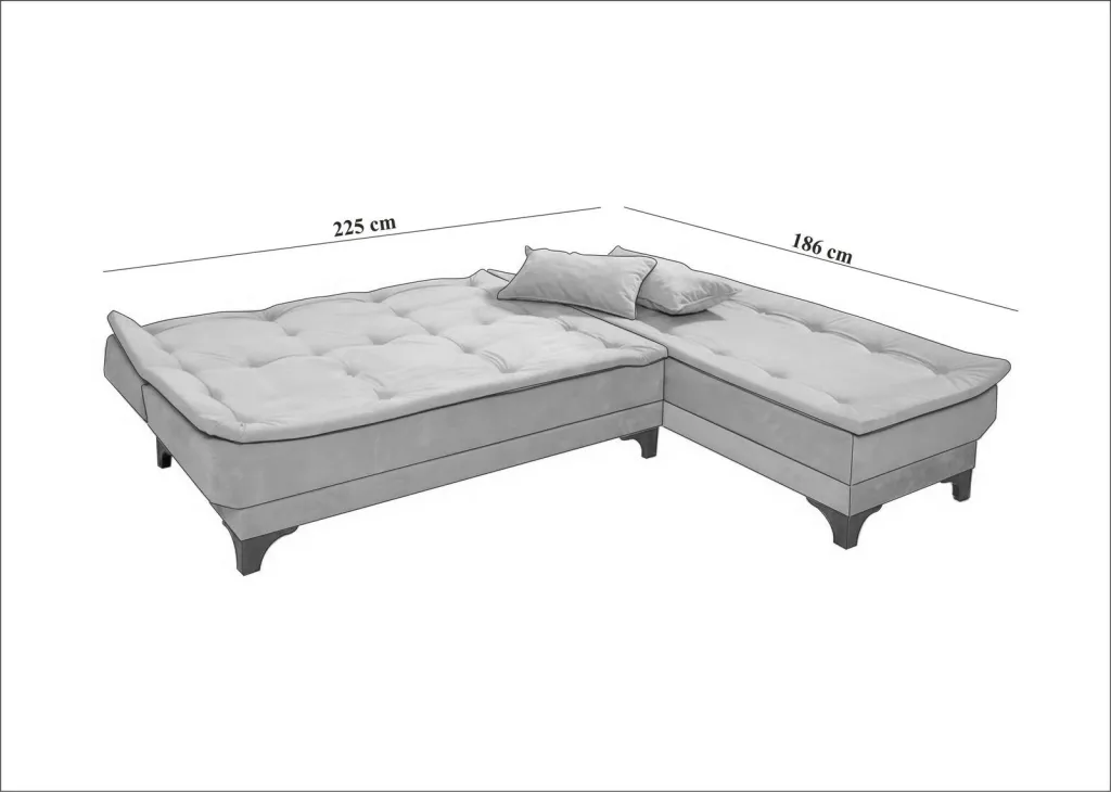 Kënd-sofë krevati Atelier del Sofa, kënd i djathtë, ngjyrë gri - 9
