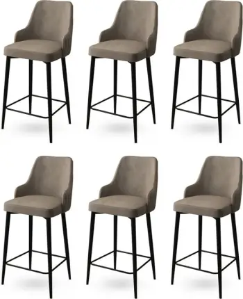 Set karrigesh për bar (6 copë), Hanah Home, Enox, kapuçino, e zezë