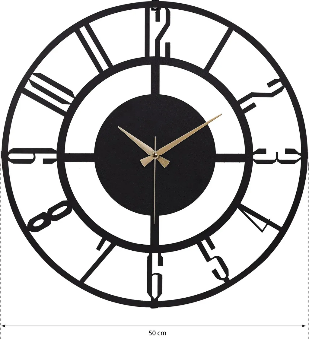 Orë muri dekorative prej metali, Wallity Bunella, e zezë, 50cm - 4