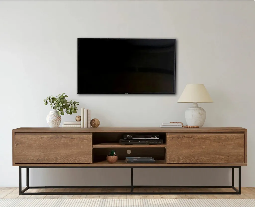 Komodë TV Hanah Home, Rodez 180, ngjyrë arre dhe e zezë - 1