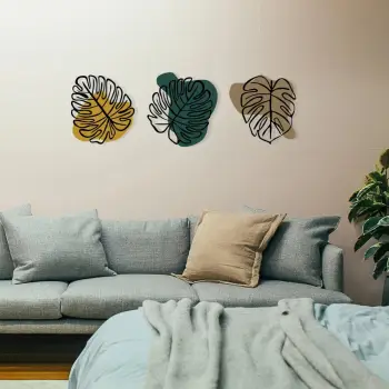 Aksesor dekorativ metalik për mur, Wallity Tropical 8, shumëngjyrësh, 124.5x39.5cm