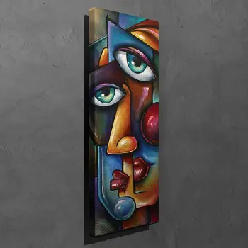 Pikturë dekorative në kanavacë, shumëngjyrëshe, Faces, PC99, 30x80cm