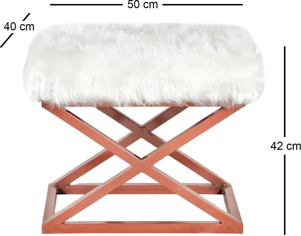 Puf Atelier del Sofa, pelush Capraz, bakër-bardhë - 3