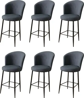 Set karrigesh për bar (6 copë), Hanah Home, Alte, antracit, e zezë