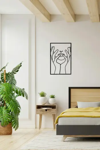 Aksesor dekorativ metalik për mur, silueta gruaje, Wallity, 30x45cm